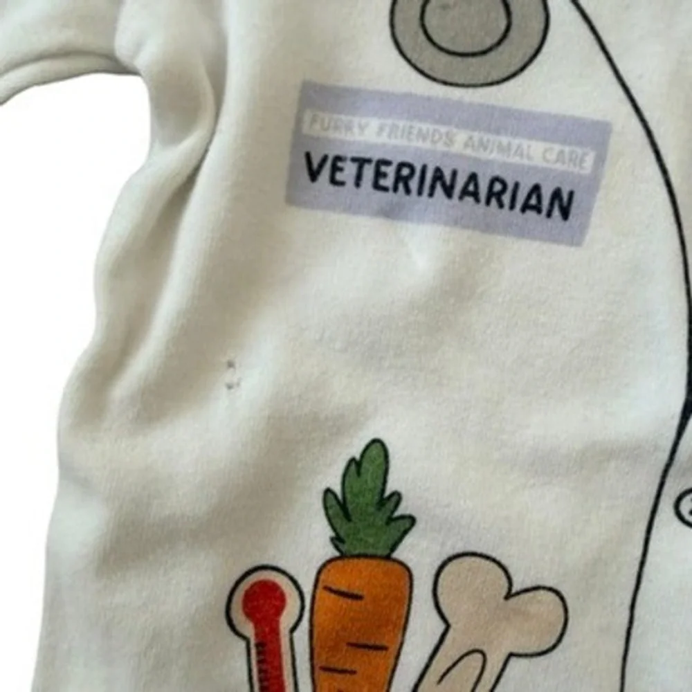 Old Navy Pajama Top White Veterinarian Graphic Long Sleeve Kids 3T